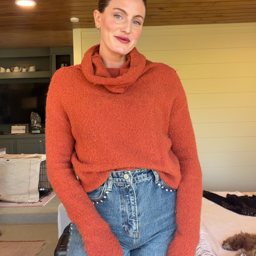 Free People Rust Cowl Neck Sweater